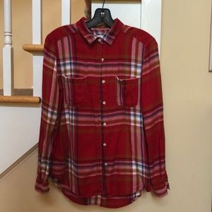 Red Plaid Boyfriend Shirt EUC - Mossimo